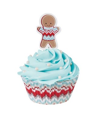 Décoration cupcakes Bonhomme de pain d'épice pk/24 Wilton