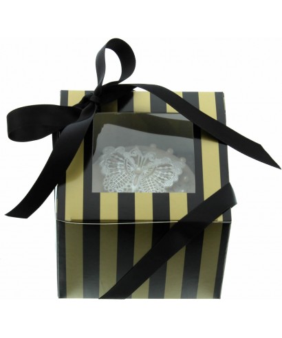 Boîte Chic pour Un Cupcakes Or et Noir Boîte Chic pour Un Cupcakes Or et Noir