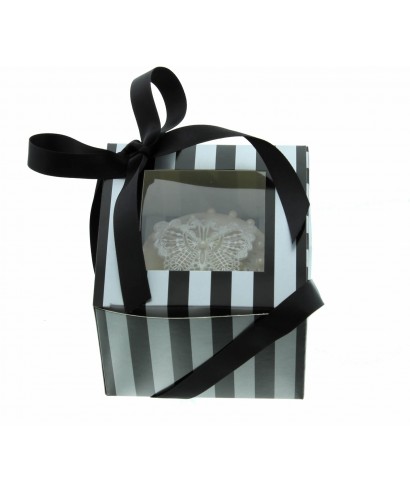 Boîte Chic pour Un Cupcakes Argent et Noir Boîte Chic pour Un Cupcakes Argent et Noir