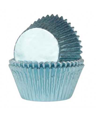 Caissette cupcake bleu bébé métallisé pk/24 HoM