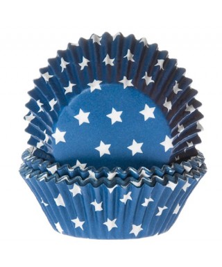 Caissette cupcake bleu étoile pk/50 House of Marie