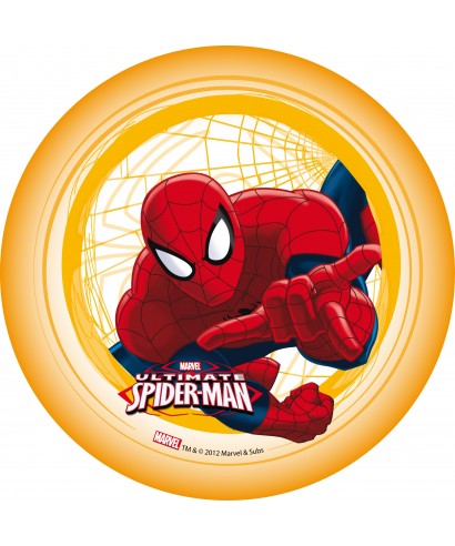 Disque azyme Spiderman et sa toile d'araignée cadre jaune Marvel Disque azyme Spiderman et sa toile d'araignée cadre jaune Marvel