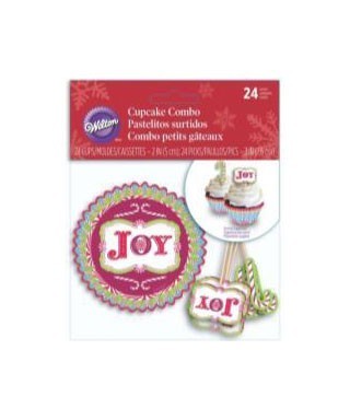 Décoration cupcakes joyeux Noël pk/24 Wilton