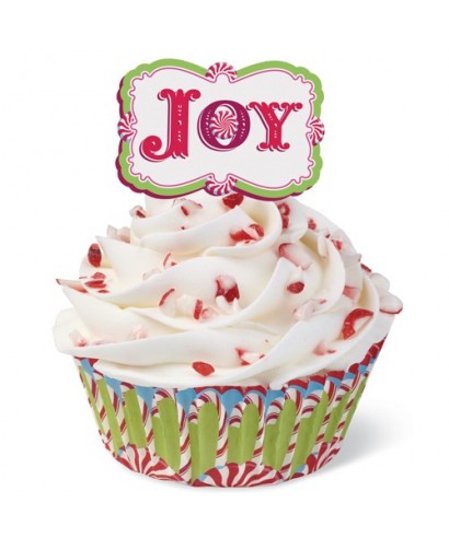 Décoration cupcakes joyeux Noël pk/24 Wilton