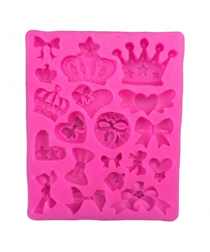 Moule silicone Coeur, Noeud et Couronne Moule silicone Coeur, Noeud et Couronne