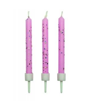 Bougies d'anniversaire Rose Paillette set/10 PME