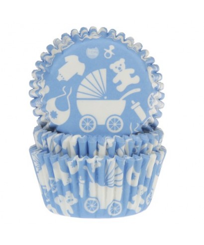 Caissette cupcake bleu Baby shower garçon pk/50 House of Marie