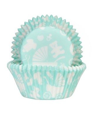 Caissette cupcake Menthe Baby shower garçon pk/50 House of Marie