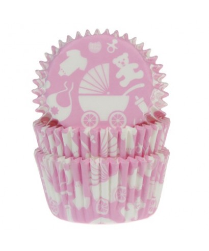 Caissette cupcake Rose Baby shower garçon pk/50 House of Marie